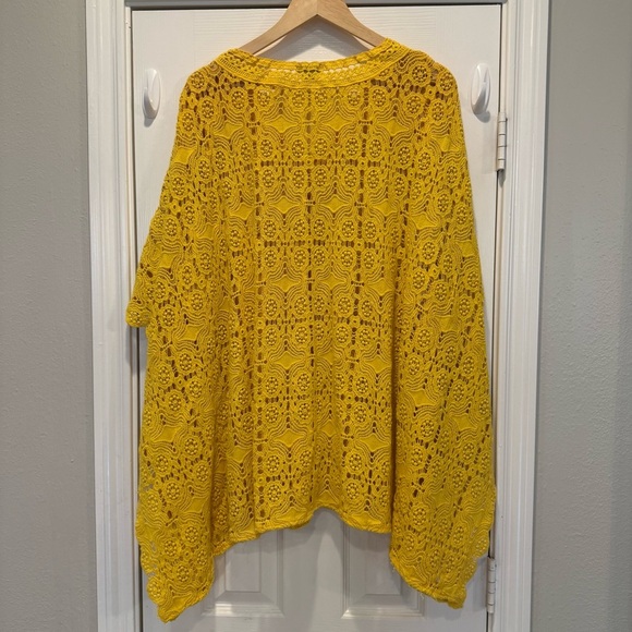 Sundance Graycelyn Swim Cover Up Women’s L Yellow Crochet Boho Hippie Blouse - Picture 4 of 10